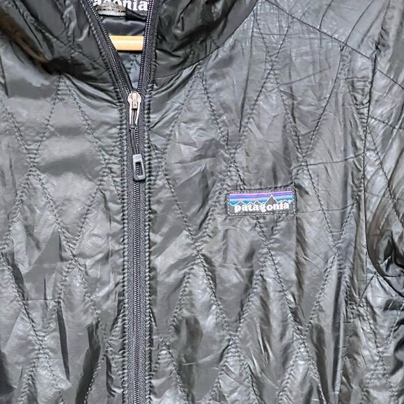 Patagonia Diamond Quilted Hooded Black Jacket Womens Size XS Host Pick - Picture 7 of 7